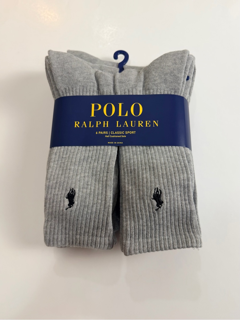 Polo Ralph Lauren Men’s Crew Socks – 6 Pack – Gray – New With Tags